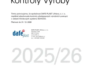Certifikát kontroly výroby Schüco 2025_26