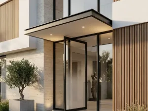 Pivotové AL vchodové dveře, typ Glass AP s bočními světlíky